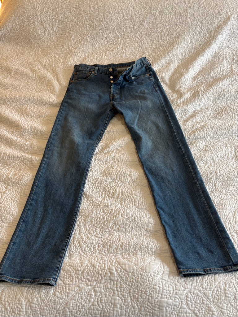 Levi's Men’s Medium Blue Straight Jeans With Button Fly